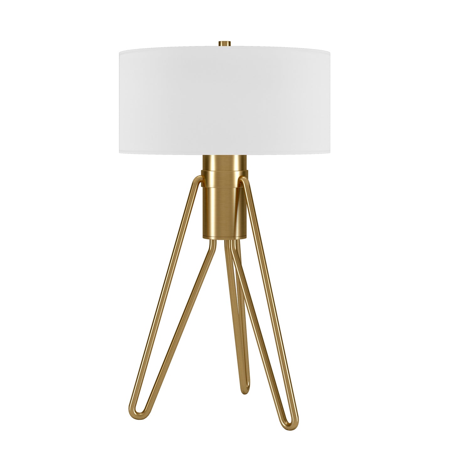 Brass Two Light Tripod Table Lamp w/ Shade