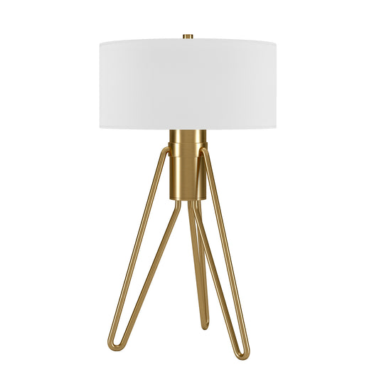 Brass Two Light Tripod Table Lamp w/ Shade