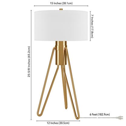Brass Two Light Tripod Table Lamp w/ Shade