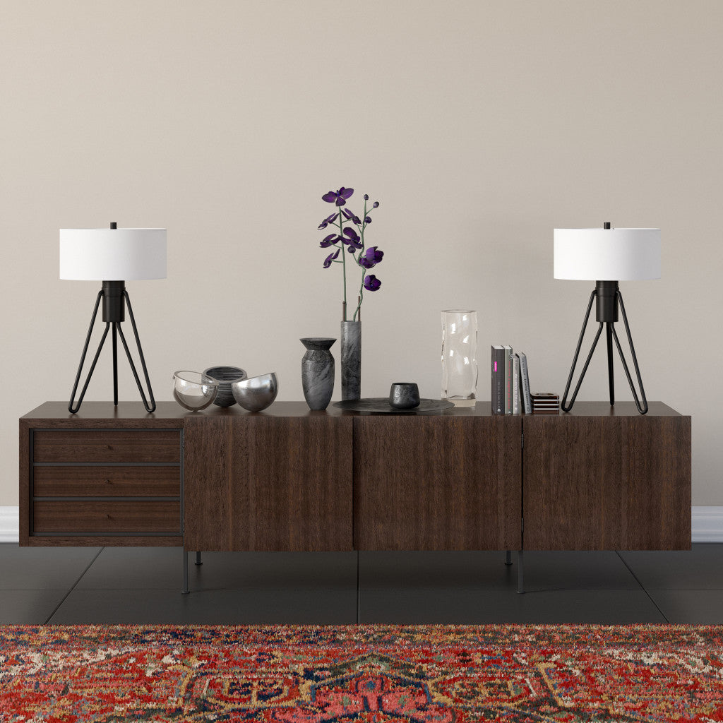 Black Two Light Tripod Table Lamp w/ Shade