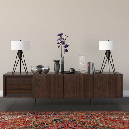 Black Two Light Tripod Table Lamp w/ Shade