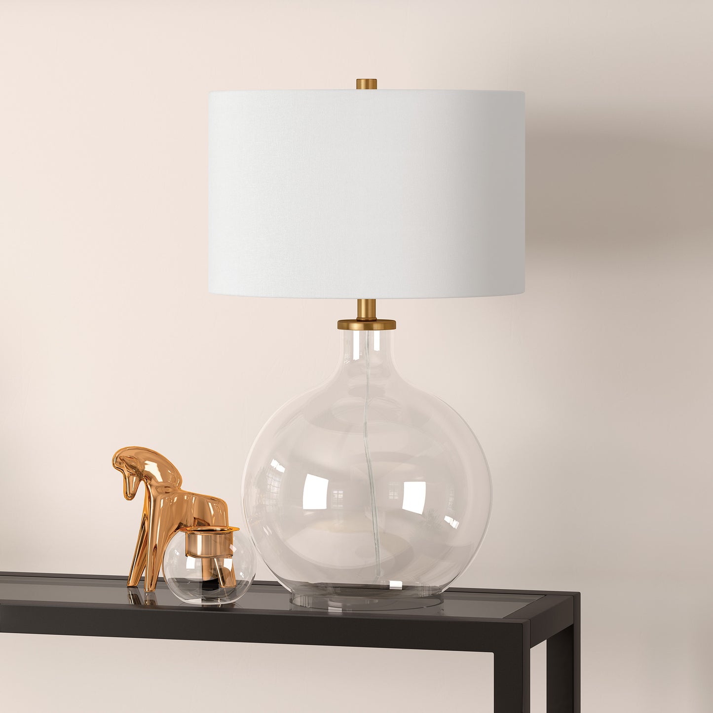 Clear Glass Table Lamp w/ Shade