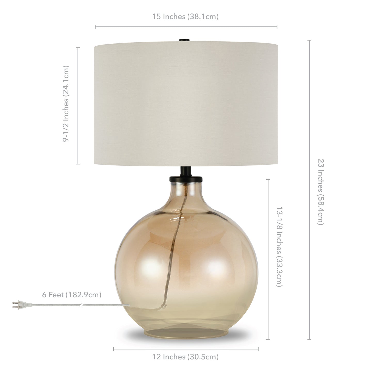 Gold Glass Globe Table Lamp w/ Shade