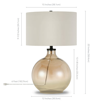 Gold Glass Globe Table Lamp w/ Shade