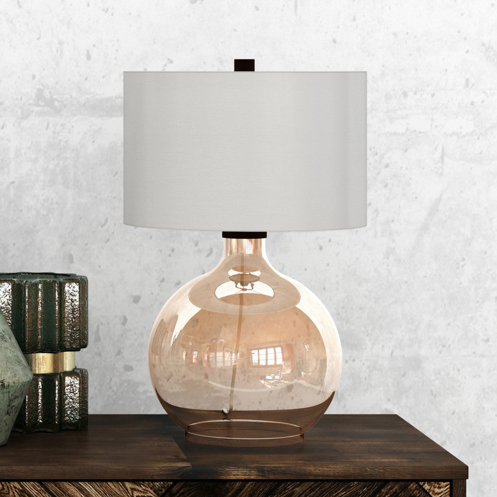 Gold Glass Globe Table Lamp w/ Shade