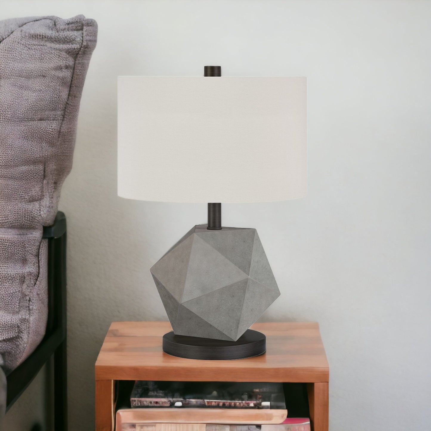Gray & Black Concrete Table Lamp w/ Shade