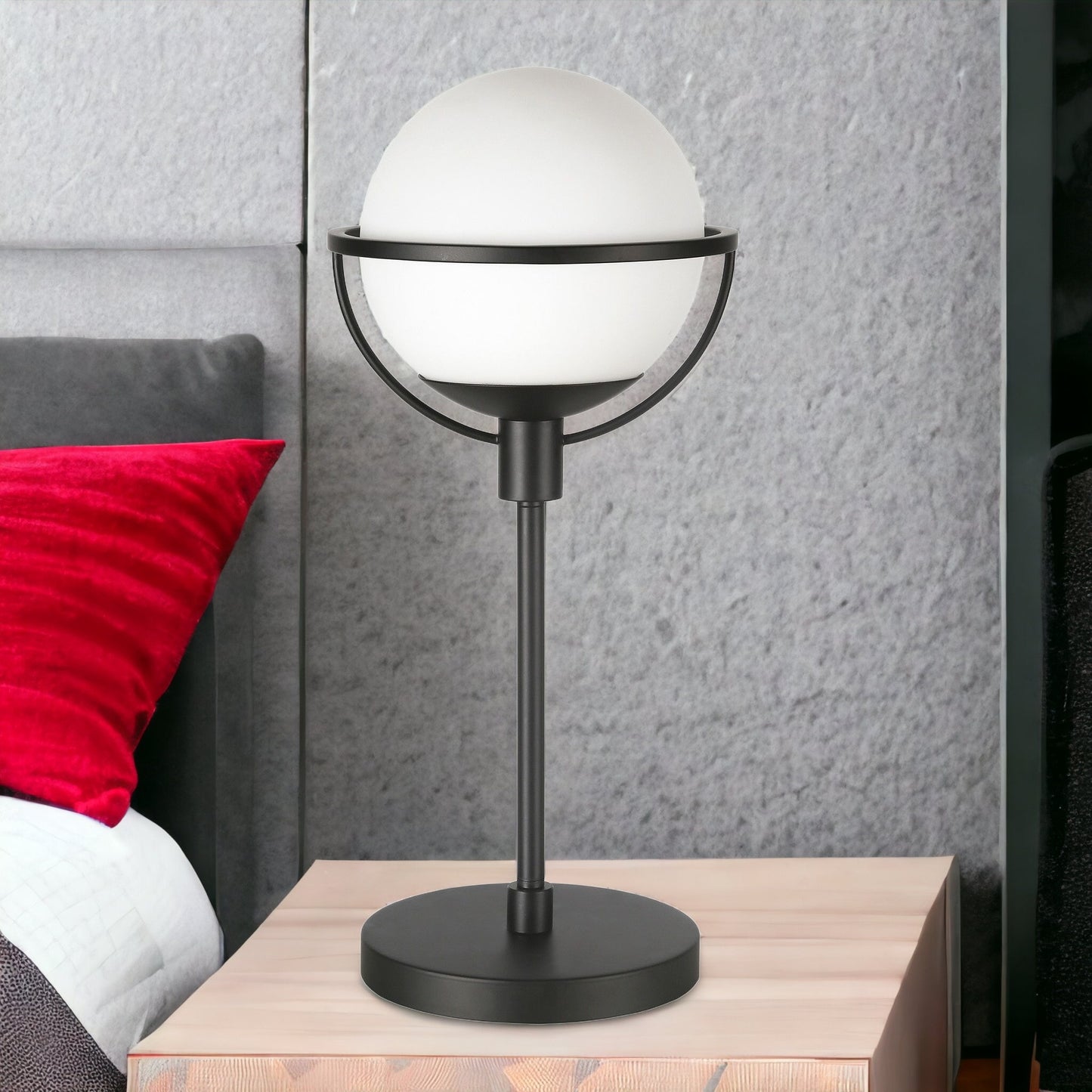 Black Globe Table Lamp w/ Clear Shade
