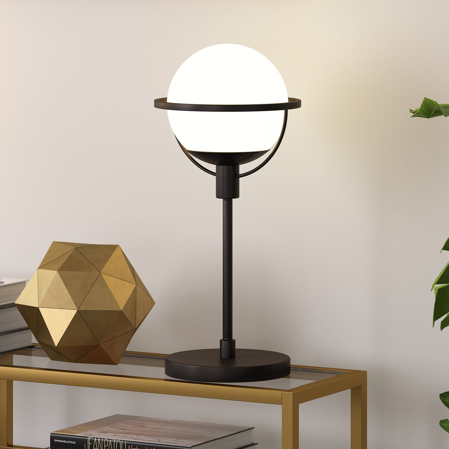 Black Globe Table Lamp w/ Clear Shade