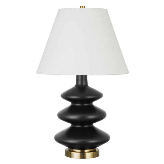 Black & Gold Glass Gourd Table Lamp w/ Shade