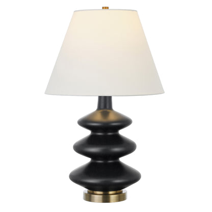Black & Gold Glass Gourd Table Lamp w/ Shade