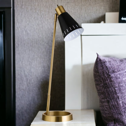 Brass Desk Table Lamp w/ Black Shade