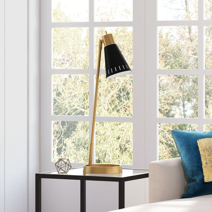 Brass Desk Table Lamp w/ Black Shade