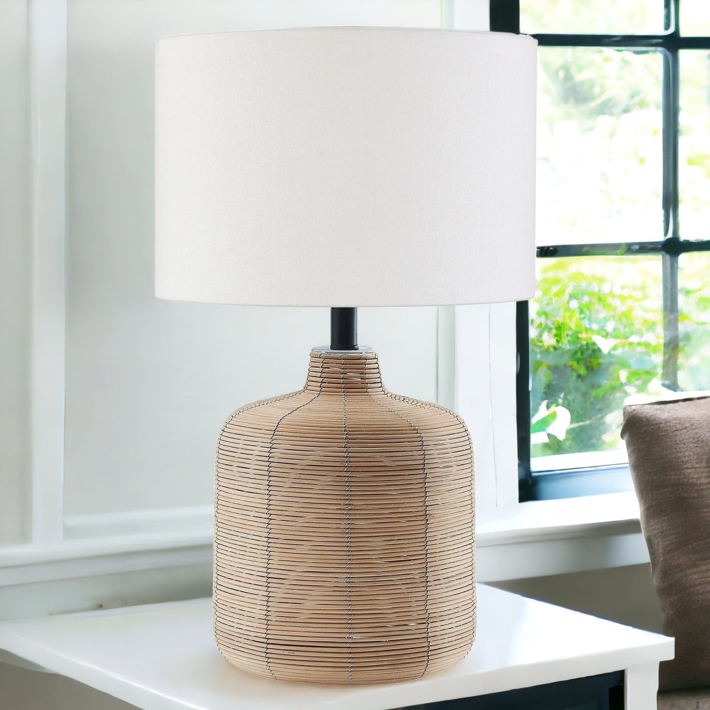 Natural Rattan Table Lamp w/ Shade