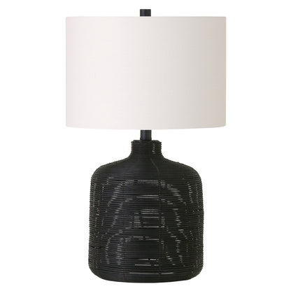 Black Rattan Table Lamp w/ Shade