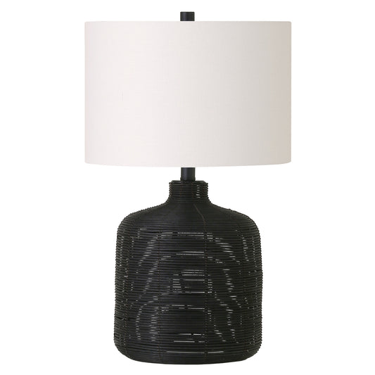 Black Rattan Table Lamp w/ Shade