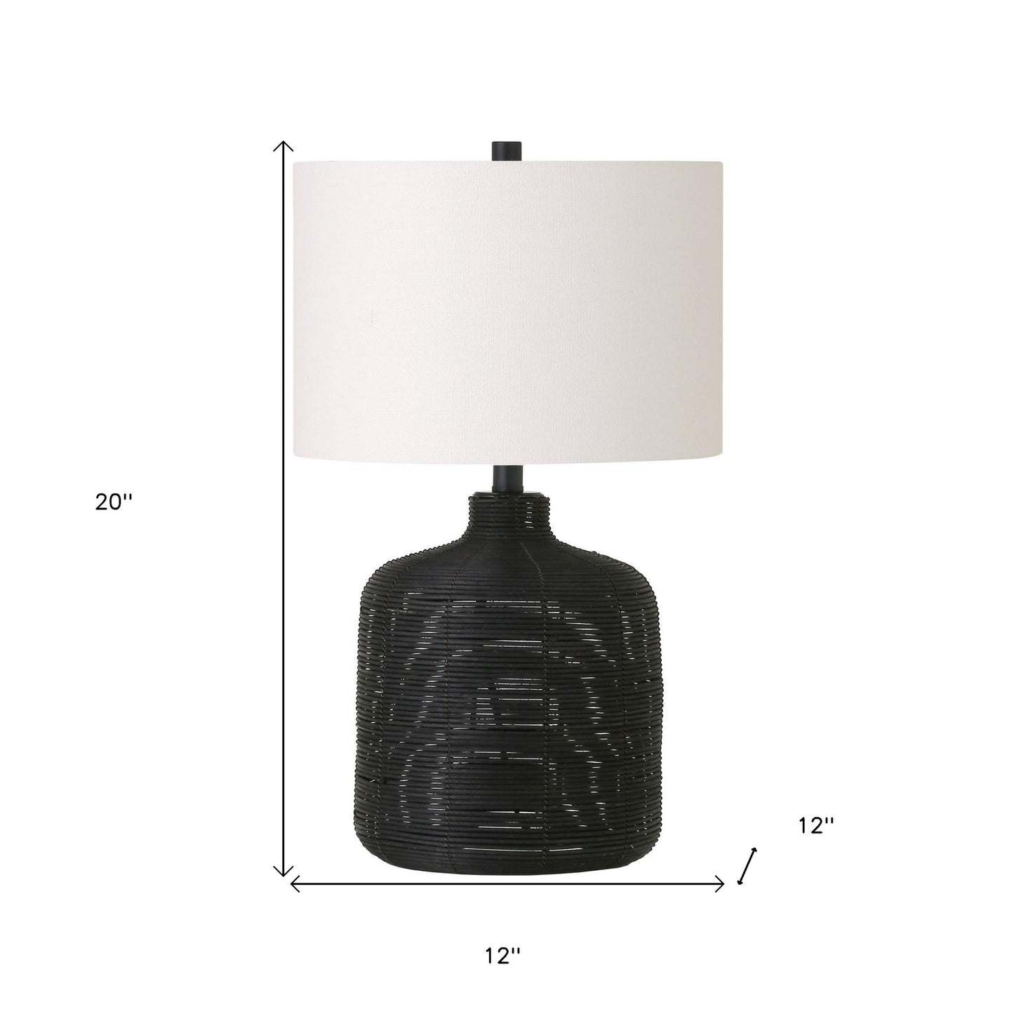 Black Rattan Table Lamp w/ Shade
