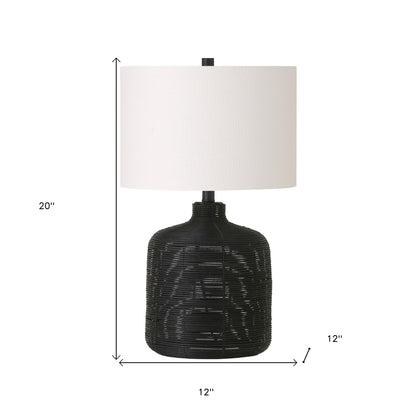 Black Rattan Table Lamp w/ Shade