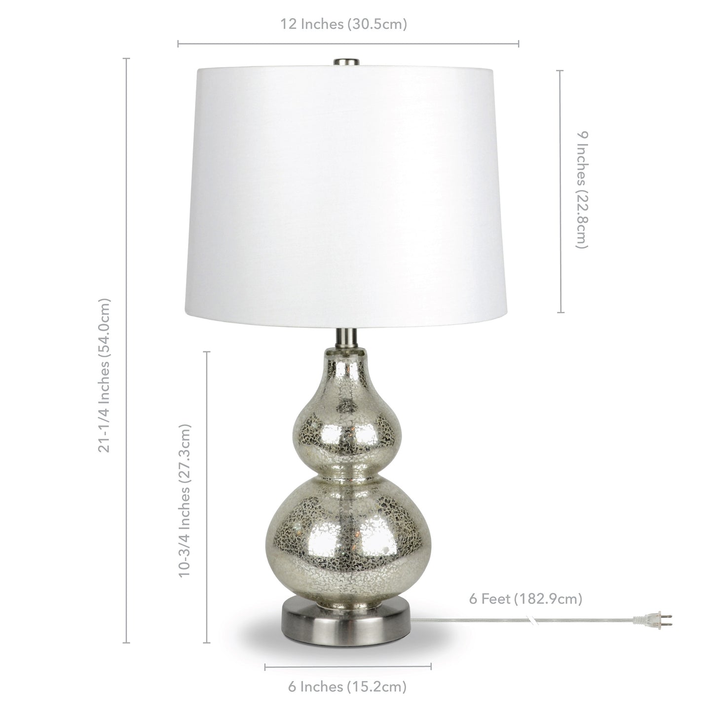 Silver Glass Gourd Table Lamp w/ Shade