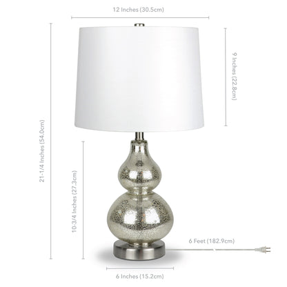 Silver Glass Gourd Table Lamp w/ Shade