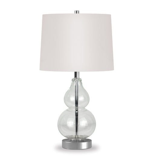 Clear Glass Gourd Table Lamp w/ Shade