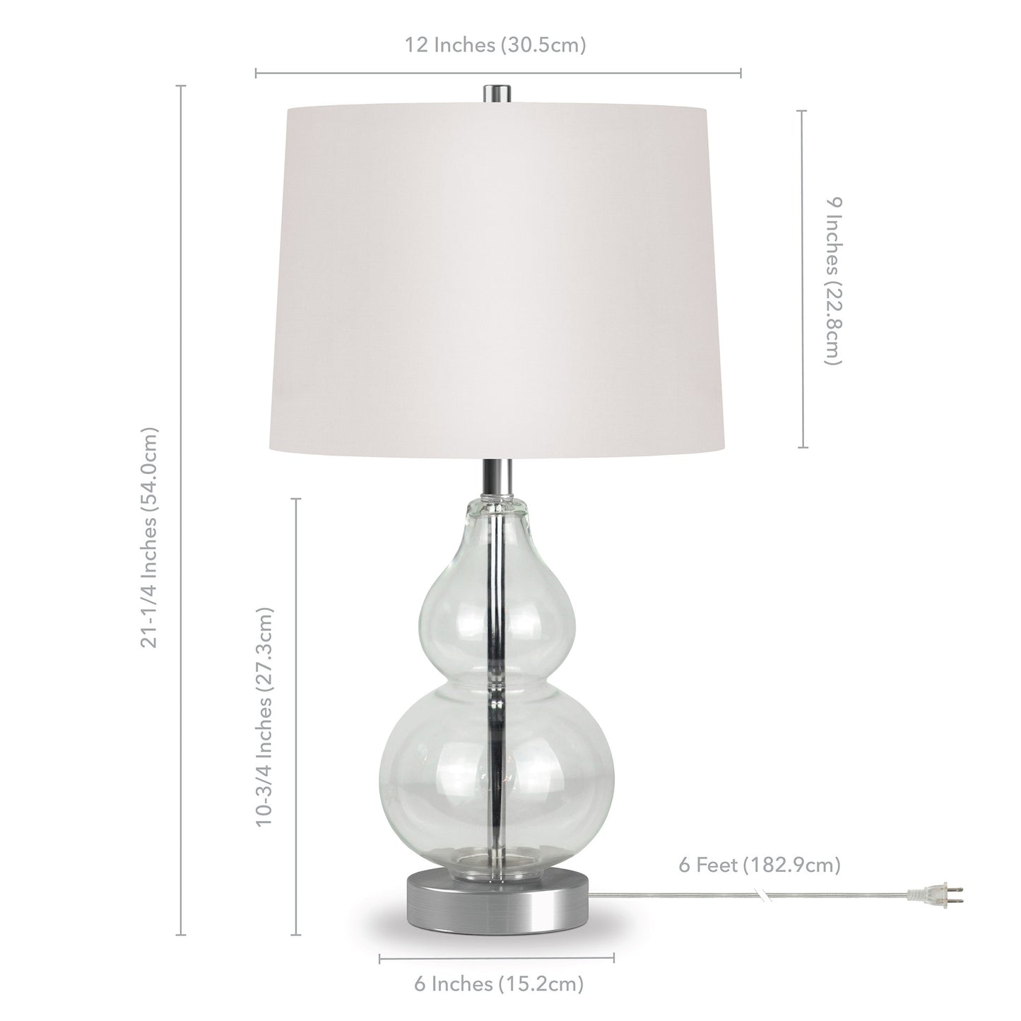 Clear Glass Gourd Table Lamp w/ Shade