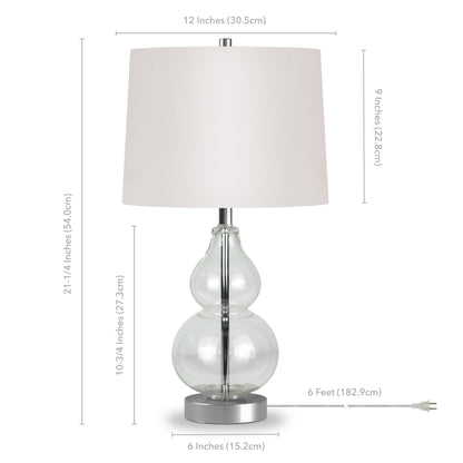 Clear Glass Gourd Table Lamp w/ Shade