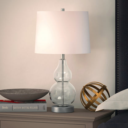 Clear Glass Gourd Table Lamp w/ Shade