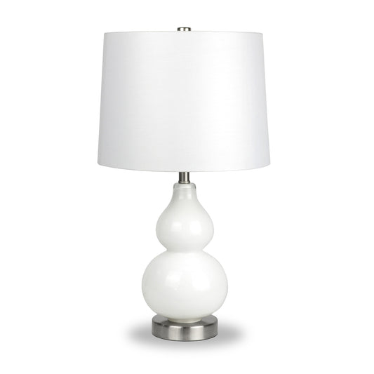 White Glass Gourd Table Lamp w/ Shade