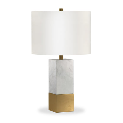 Gold & White Marble Table Lamp w/ Shade