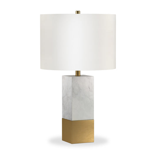 Gold & White Marble Table Lamp w/ Shade