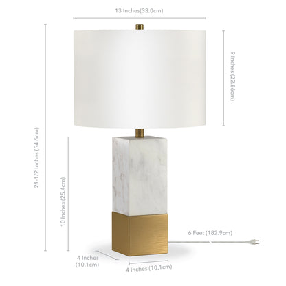 Gold & White Marble Table Lamp w/ Shade