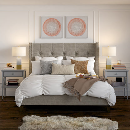 Gold & White Marble Table Lamp w/ Shade