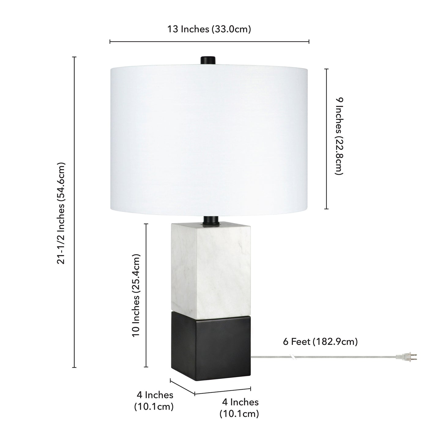Black & White Marble Table Lamp w/ Shade
