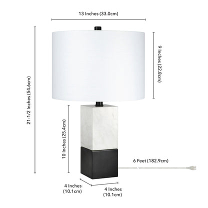 Black & White Marble Table Lamp w/ Shade