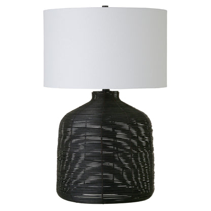 Black Rattan Table Lamp w/ Shade