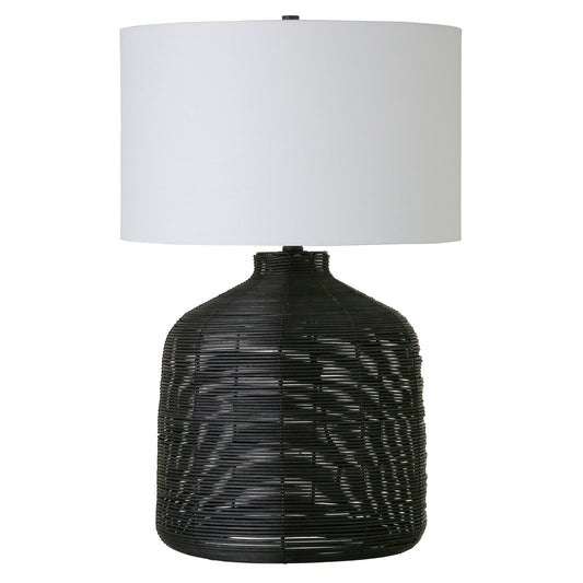 Black Rattan Table Lamp w/ Shade