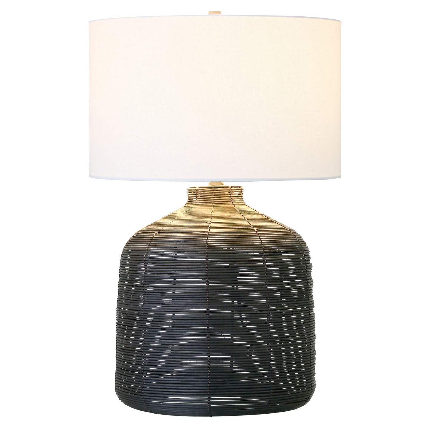 Black Rattan Table Lamp w/ Shade