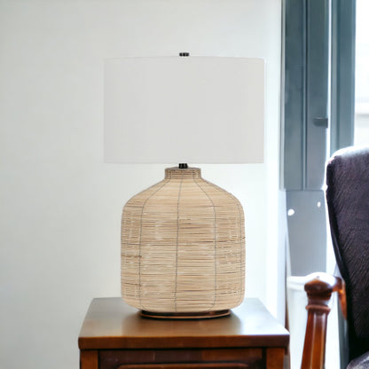 Natural Rattan Table Lamp w/ Shade