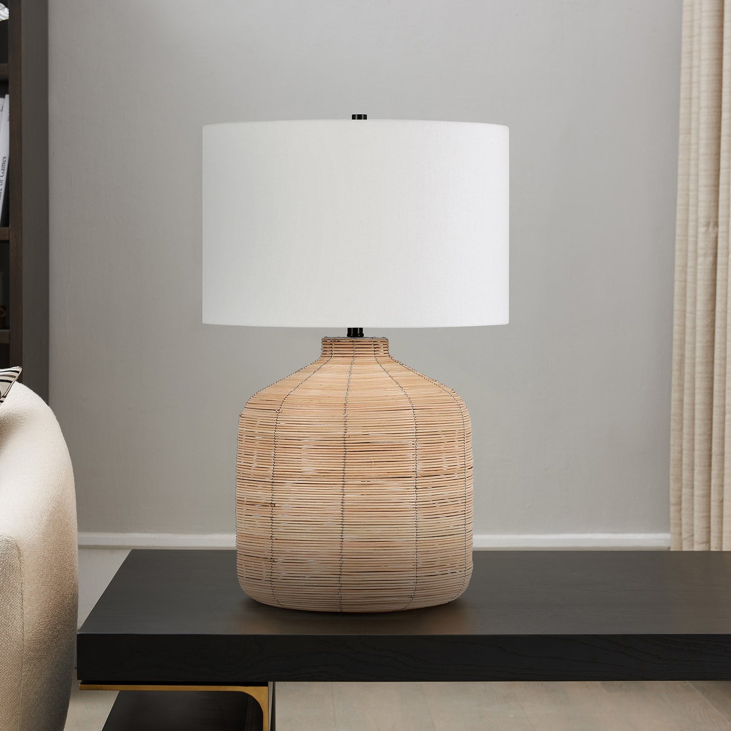 Natural Rattan Table Lamp w/ Shade