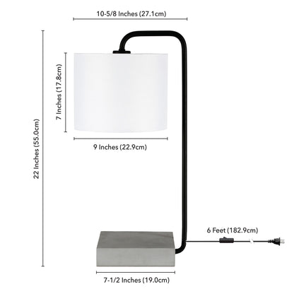 Black & Gray Concrete Table Lamp w/ Shade