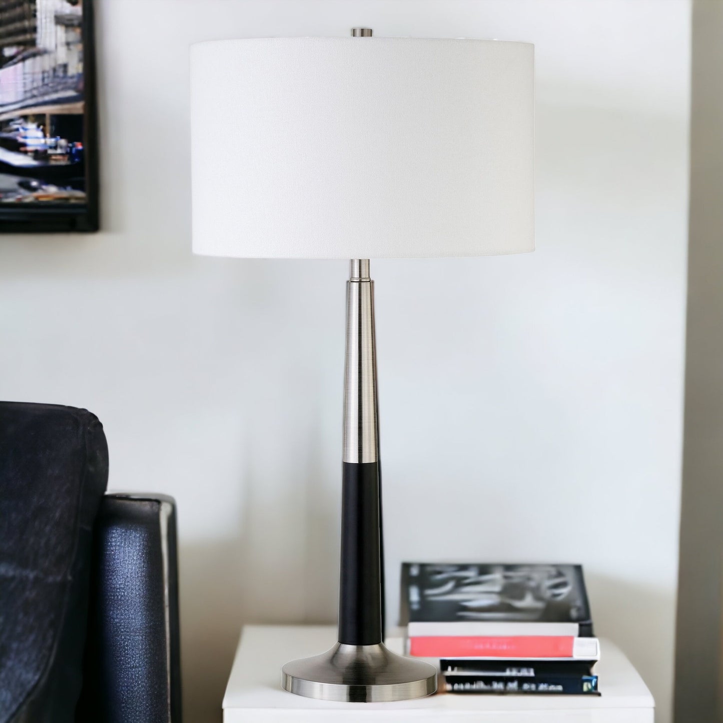 Black & Silver Table Lamp w/ Shade