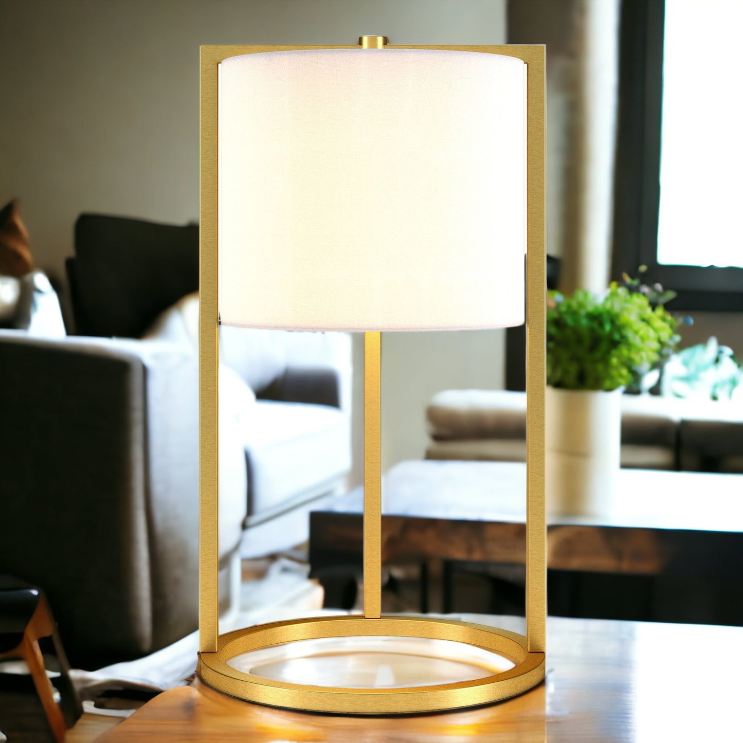 Brass Table Lamp w/ Shade