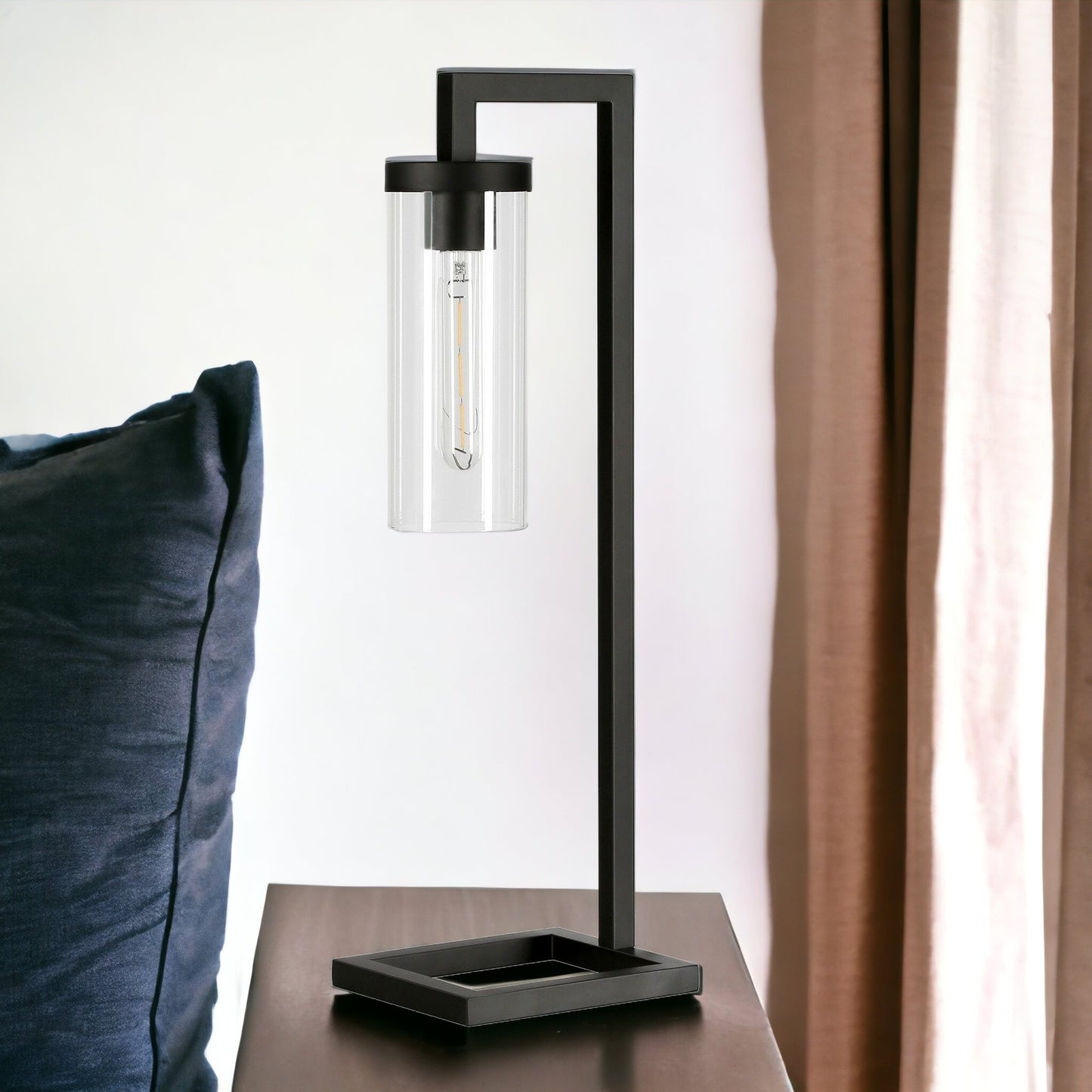 Black Table Lamp w/ Clear Shade