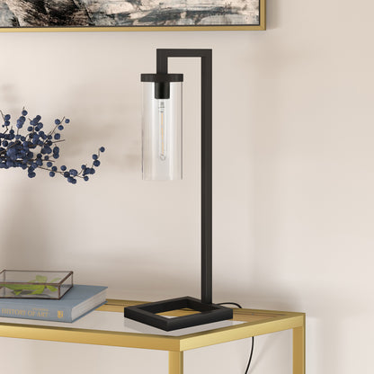 Black Table Lamp w/ Clear Shade