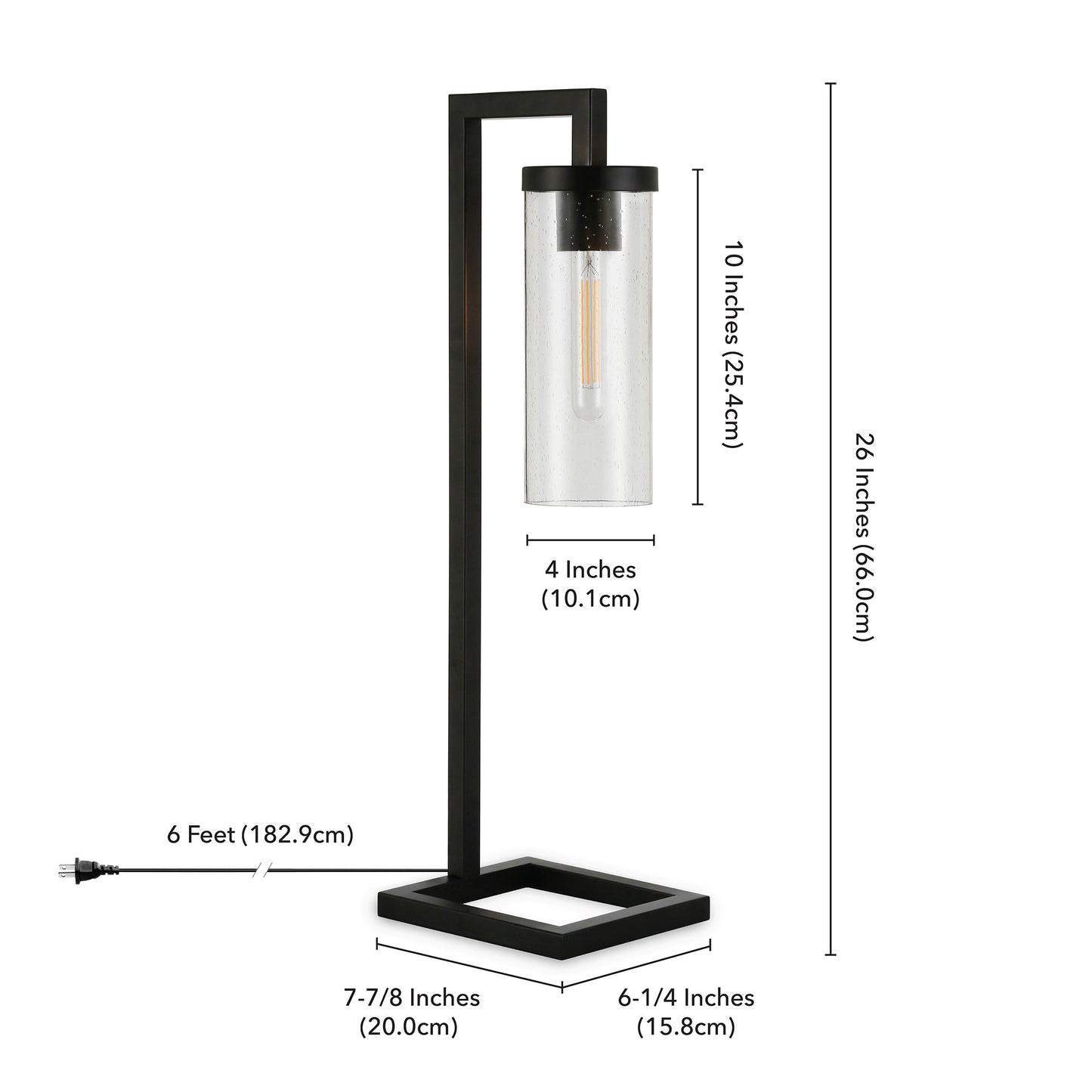 Black Table Lamp w/ Clear Seeded Shade