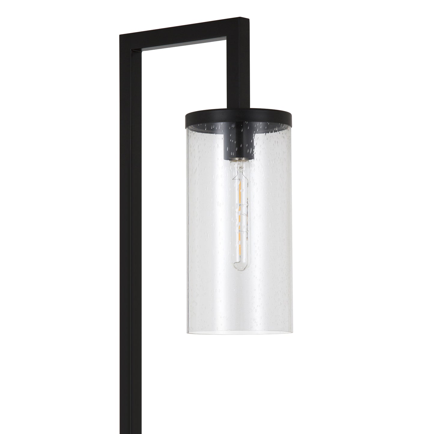 Black Table Lamp w/ Clear Seeded Shade