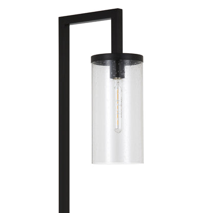 Black Table Lamp w/ Clear Seeded Shade