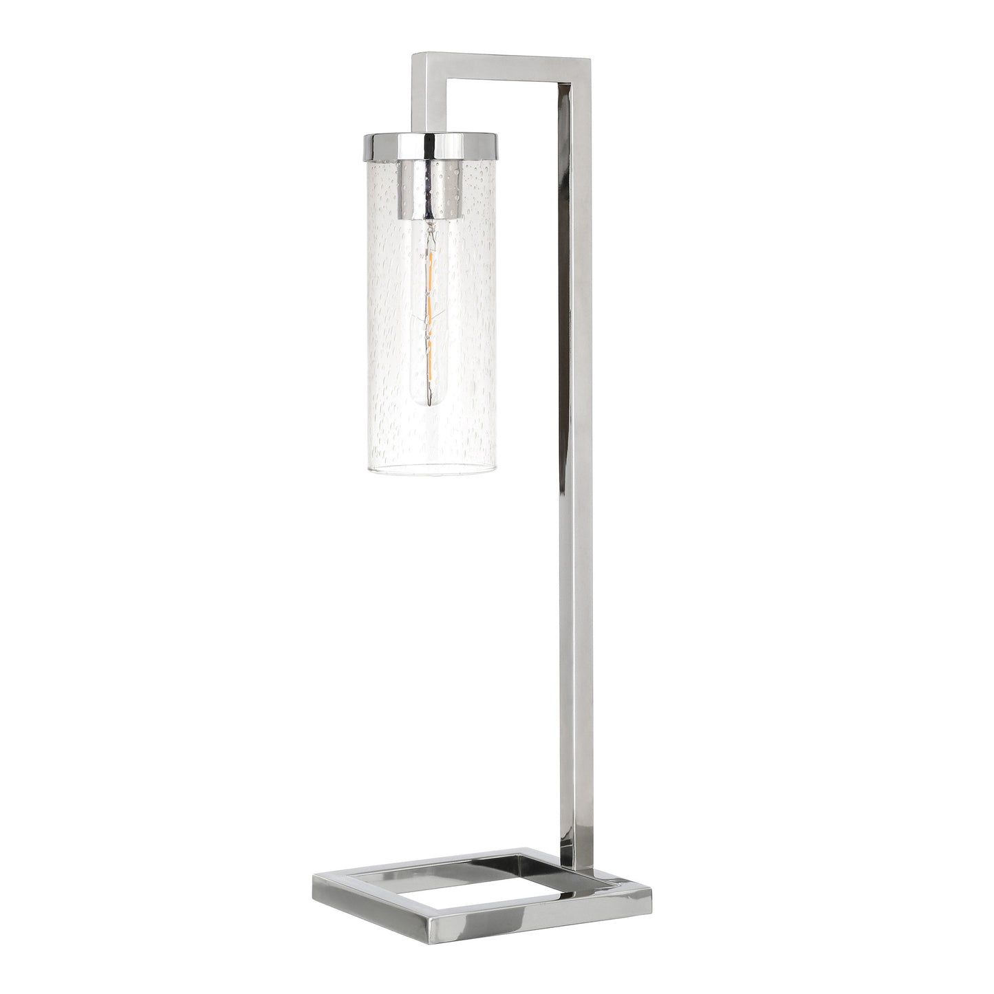 Nickel Table Lamp w/ Clear Seeded Shade