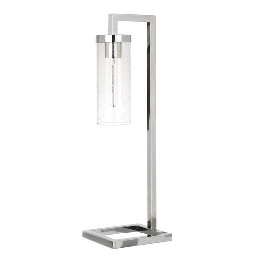 Nickel Table Lamp w/ Clear Seeded Shade