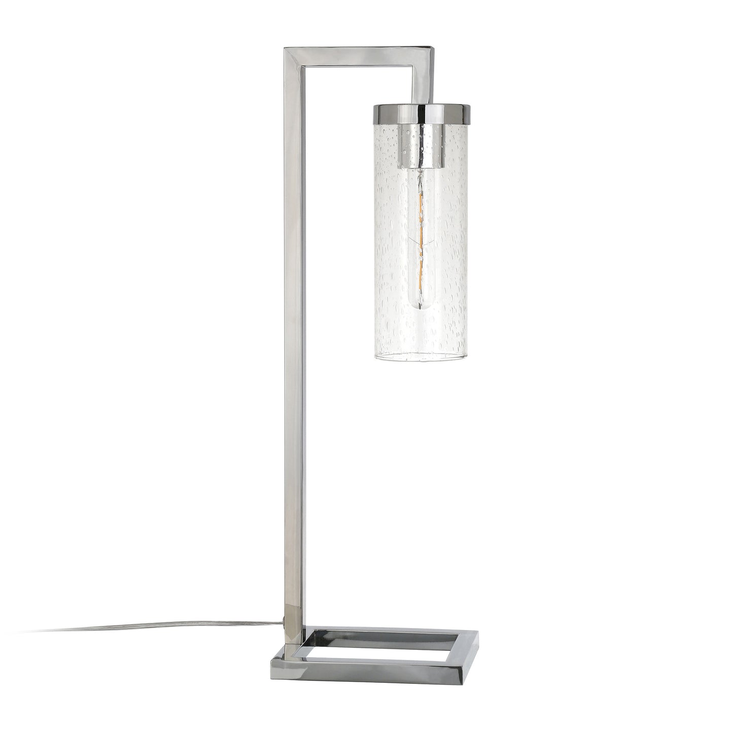 Nickel Table Lamp w/ Clear Seeded Shade